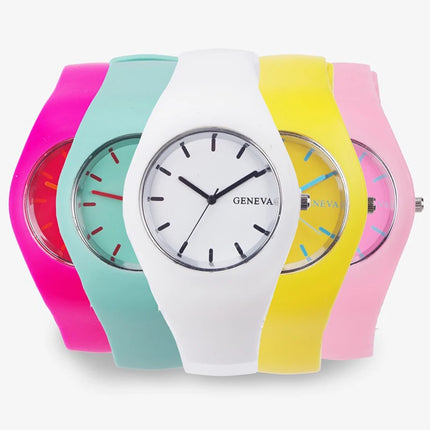 Geneva Women's Watches Fashion Pink Candy Jelly Watches Women Sport Watches Silicone Band Quartz Wristwatches Ladies Watches