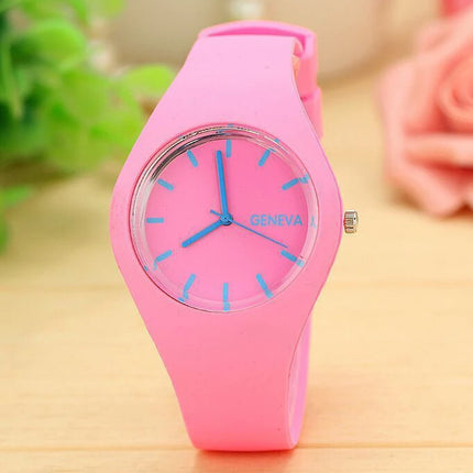 Geneva Women's Watches Fashion Pink Candy Jelly Watches Women Sport Watches Silicone Band Quartz Wristwatches Ladies Watches