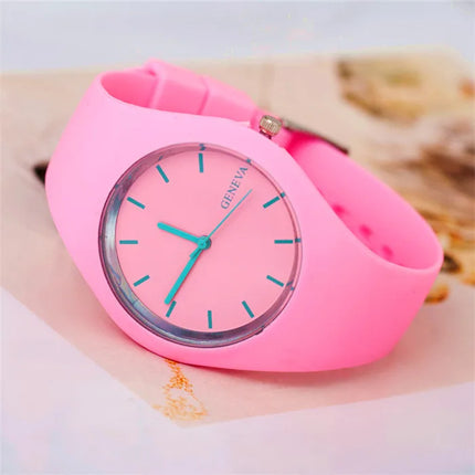 Geneva Women's Watches Fashion Pink Candy Jelly Watches Women Sport Watches Silicone Band Quartz Wristwatches Ladies Watches