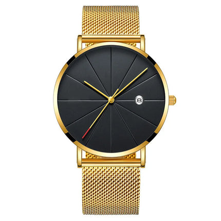 Luxury Men Watches Men Gold Watches Ultra Thin Mens Watches Stainless Steel Mesh Belt Quartz Watches Man Watches horloge mannen