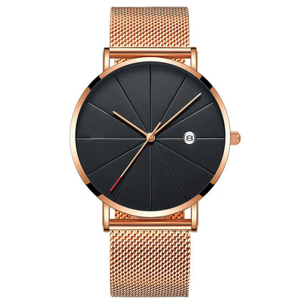 Luxury Men Watches Men Gold Watches Ultra Thin Mens Watches Stainless Steel Mesh Belt Quartz Watches Man Watches horloge mannen