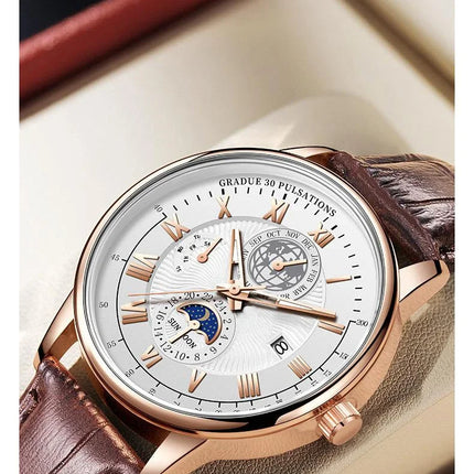 2024 Men Watch Fashion Top Luxury Sport Men's Wristwatch Waterproof Luminous Leather Date Quartz Watches Man clock