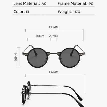 Round Sunglasses For Men Women Retro  Steampunk Sun Glasses Male Female Brand Designer Metal Frame Eyewear Shades Oculos De Sol