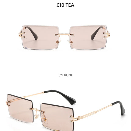 Hot-selling square rimless sunglasses, ultra-light, comfortable, multi-color lenses, stylish and practical.