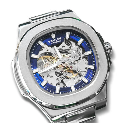 TEVISE New Automatic Mechanical Watch for Men Stainless Steel Waterproof Skeleton Watch Luminous Hands Luxury Gift for Men