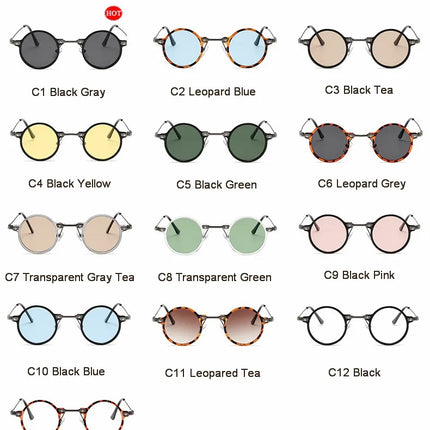 Round Sunglasses For Men Women Retro  Steampunk Sun Glasses Male Female Brand Designer Metal Frame Eyewear Shades Oculos De Sol