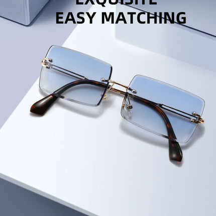 Hot-selling square rimless sunglasses, ultra-light, comfortable, multi-color lenses, stylish and practical.