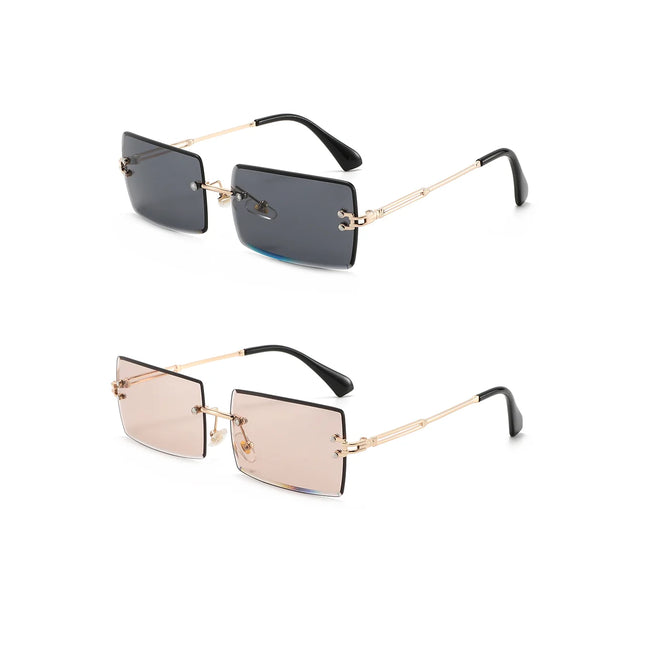 Hot-selling square rimless sunglasses, ultra-light, comfortable, multi-color lenses, stylish and practical.