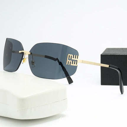 Curved One-Piece Sunglasses, Frameless Square Cut-Edge Design, UV400 Protection, Women's High-End Street Style