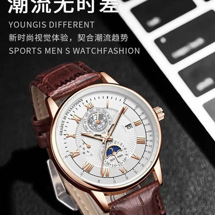 2024 Men Watch Fashion Top Luxury Sport Men's Wristwatch Waterproof Luminous Leather Date Quartz Watches Man clock