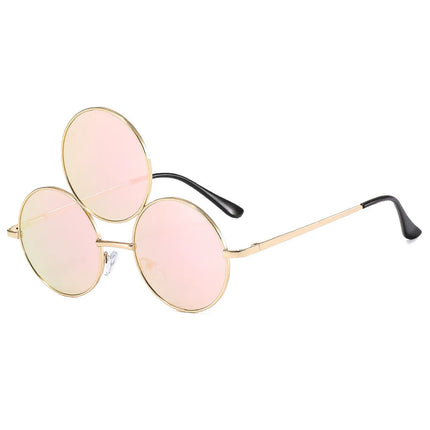 Sunglasses Third Lenses 3 Eyes Round Women Metal Fashion Vintage Sun Glasses For Men Fashion Eyewear  Shades UV400 New 2023