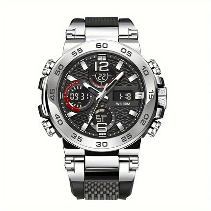 New Watches For Men Waterproof Clock Alarm Reloj Hombre LCD Dual Display Wristwatch Quartz Sports Mens Watch