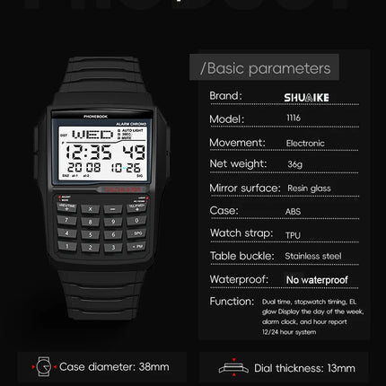 Explosive Men's Watches Top Luxury Men's Calculator Watches Multifunctional LED Watches Men's Sports Watches Computer Style