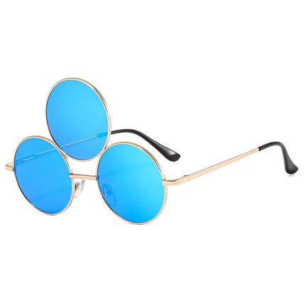 Sunglasses Third Lenses 3 Eyes Round Women Metal Fashion Vintage Sun Glasses For Men Fashion Eyewear  Shades UV400 New 2023