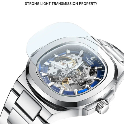 TEVISE New Automatic Mechanical Watch for Men Stainless Steel Waterproof Skeleton Watch Luminous Hands Luxury Gift for Men