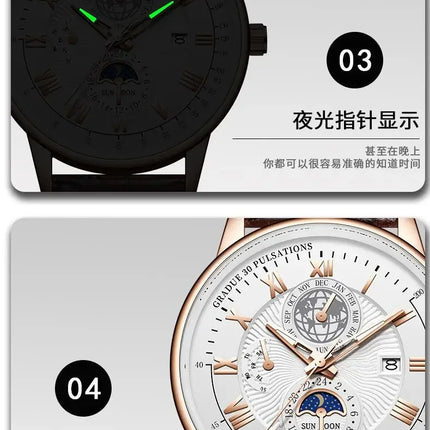 2024 Men Watch Fashion Top Luxury Sport Men's Wristwatch Waterproof Luminous Leather Date Quartz Watches Man clock