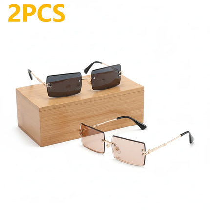 Hot-selling square rimless sunglasses, ultra-light, comfortable, multi-color lenses, stylish and practical.