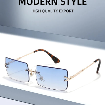 Hot-selling square rimless sunglasses, ultra-light, comfortable, multi-color lenses, stylish and practical.