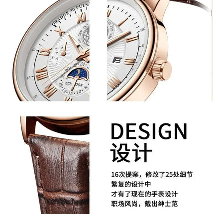 2024 Men Watch Fashion Top Luxury Sport Men's Wristwatch Waterproof Luminous Leather Date Quartz Watches Man clock