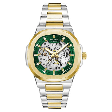 TEVISE New Automatic Mechanical Watch for Men Stainless Steel Waterproof Skeleton Watch Luminous Hands Luxury Gift for Men