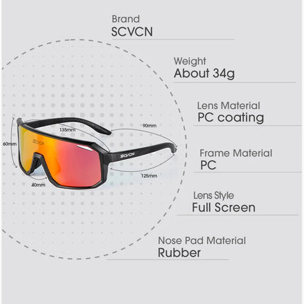 SCVCN Cycling Glasses Bike Mountain Bicycle Hiking Camping Golf UV400 Sunglasses Sport Protection Glasses for Men Women Baseball